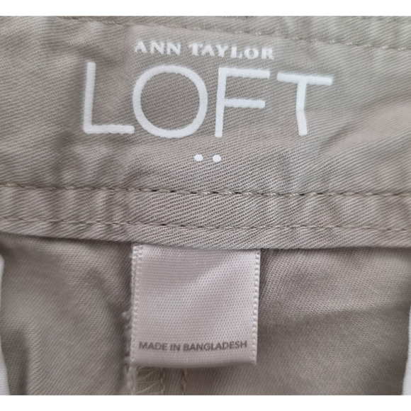 Ann Taylor Loft Women's Petite 8P Original Crop Tan Pants Button Accent - Picture 9 of 13
